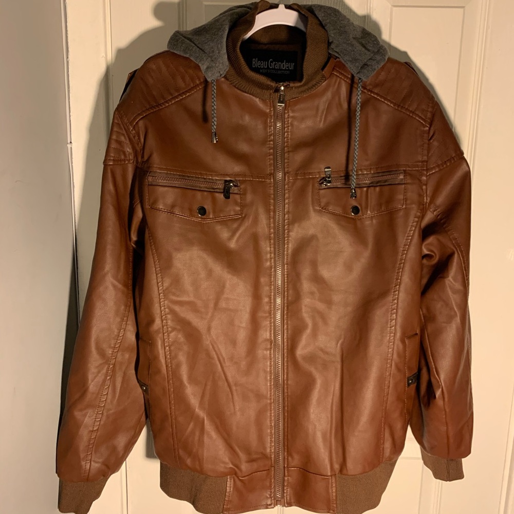 Men’s Brown Leather Jacket Bleau Grandeur Medium